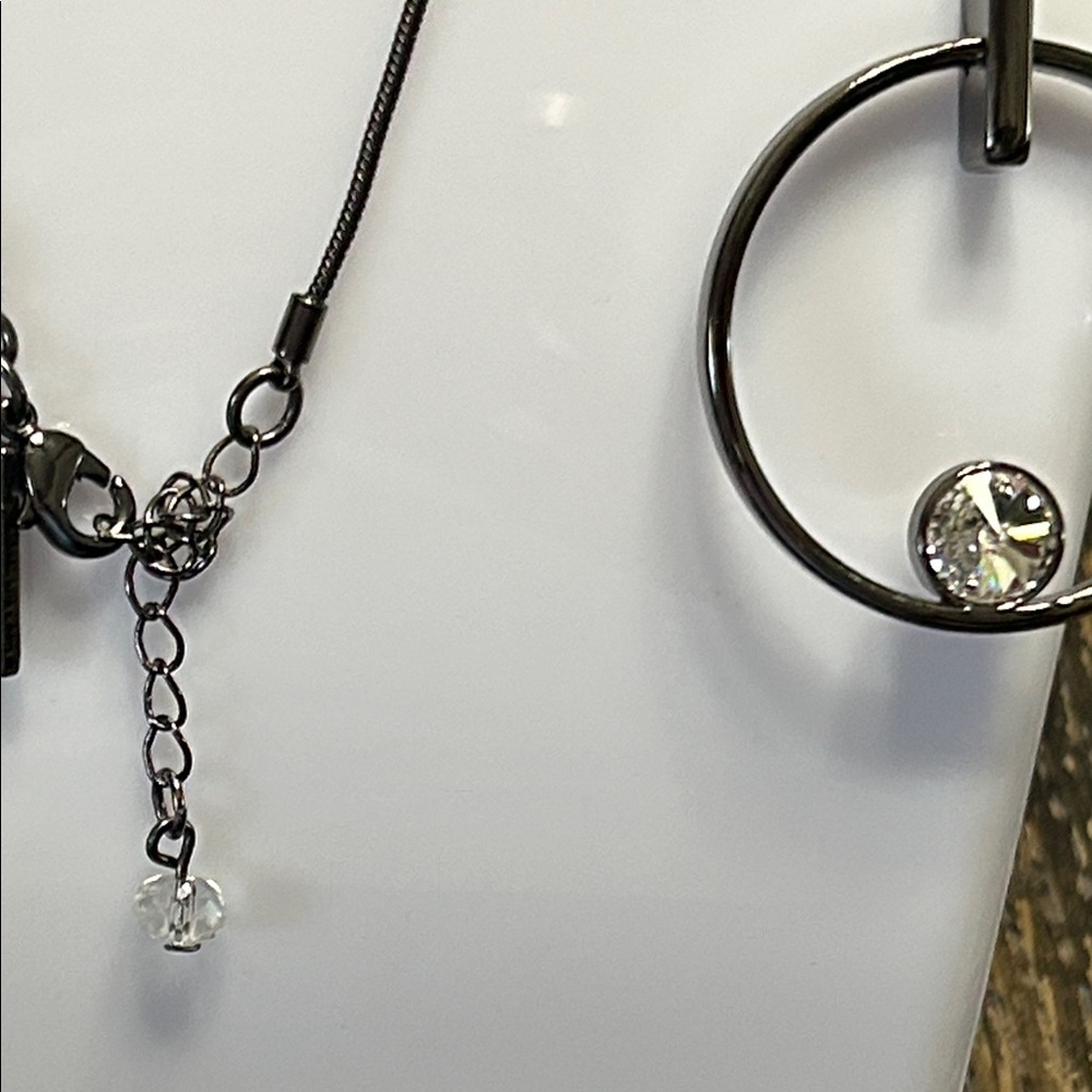 White House Black Market Black Necklace with Crystal Accents - Picture 3 of 6